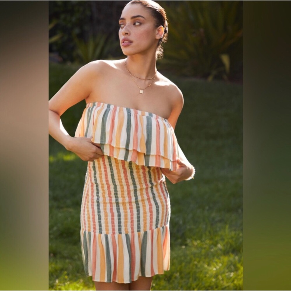 Anthropologie Strapless Smocked Dress